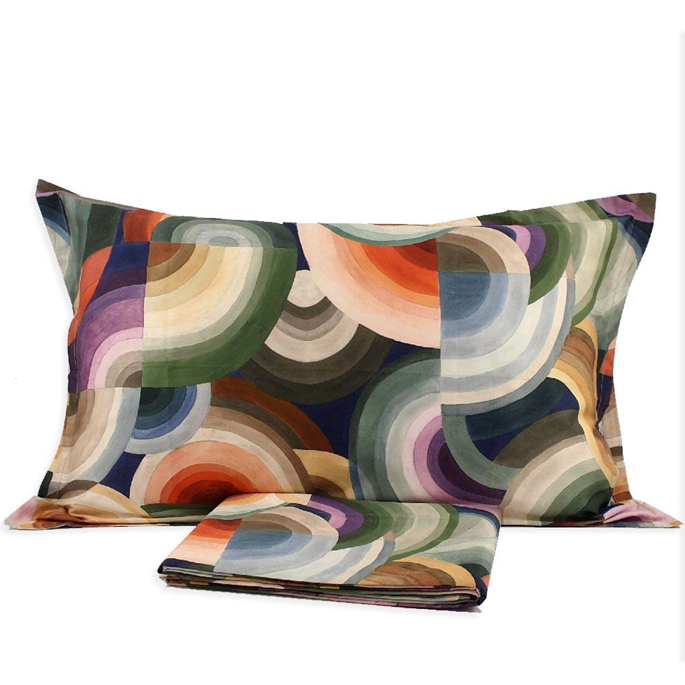 Toscana Telerie Completo Lenzuola Matrimoniale Loop Cerchi B230 - Passarelli Biancheria