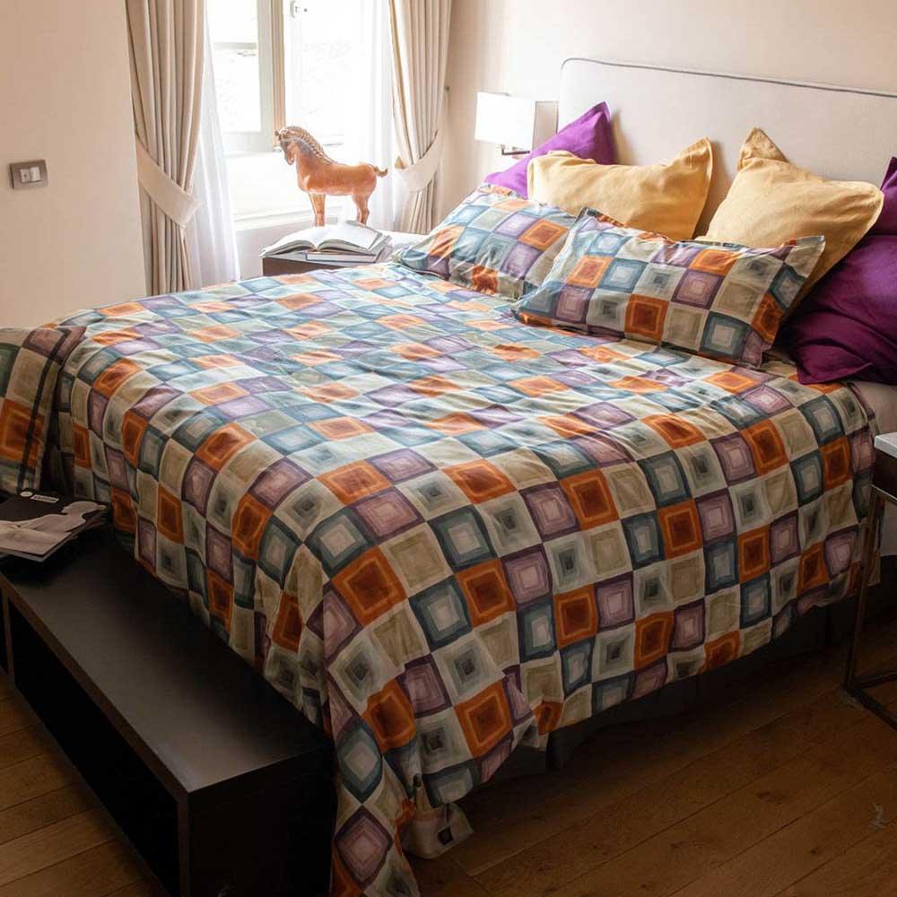 Toscana Telerie Completo Lenzuola Matrimoniale Loop Quadri B230 - Passarelli Biancheria