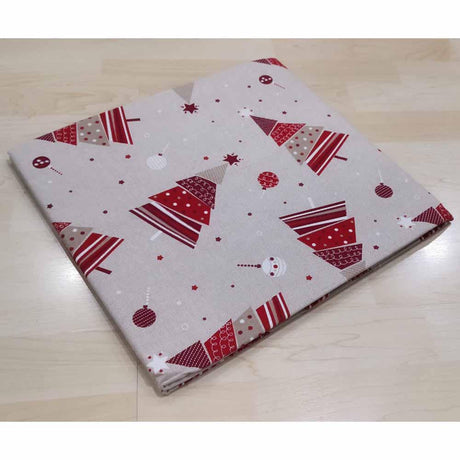 Via Roma 60 Copri Tavola - Tovaglia Disegno Natalizio 160x180 in Cotone Alberelli S25 - Passarelli Biancheria