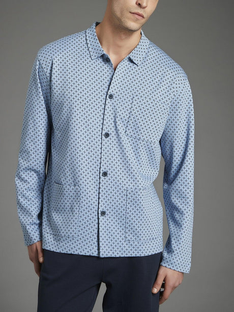 Ragno Pigiama Invernale da Uomo in Caldo Cotone Aperto con Collo U349N7 S37 - Passarelli Biancheria