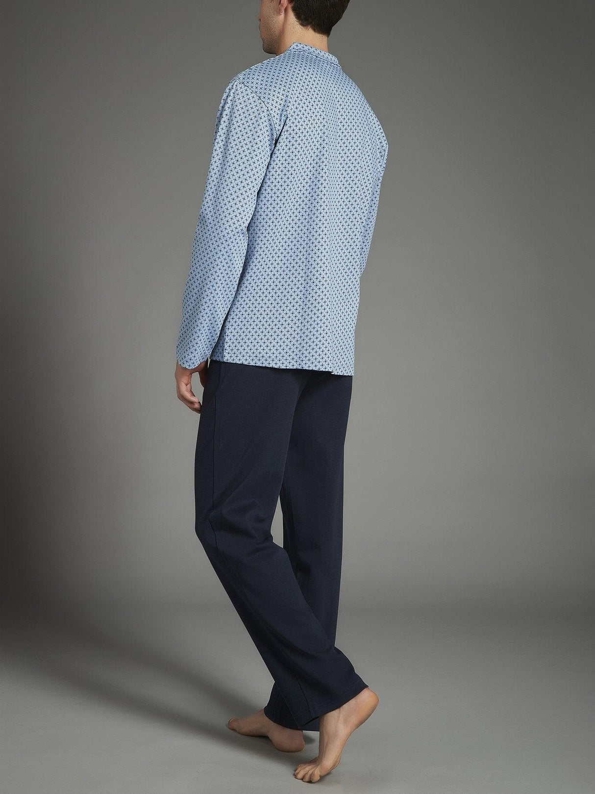 Ragno Pigiama Invernale da Uomo in Caldo Cotone Aperto con Collo U349N7 S37 - Passarelli Biancheria