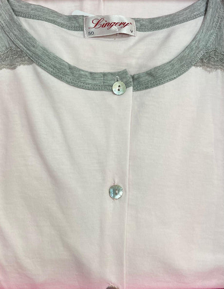 Lingery Camicia da Notte Maniche Lunghe in Jersey di Puro Cotone Clinica 9025 S32 - Passarelli Biancheria