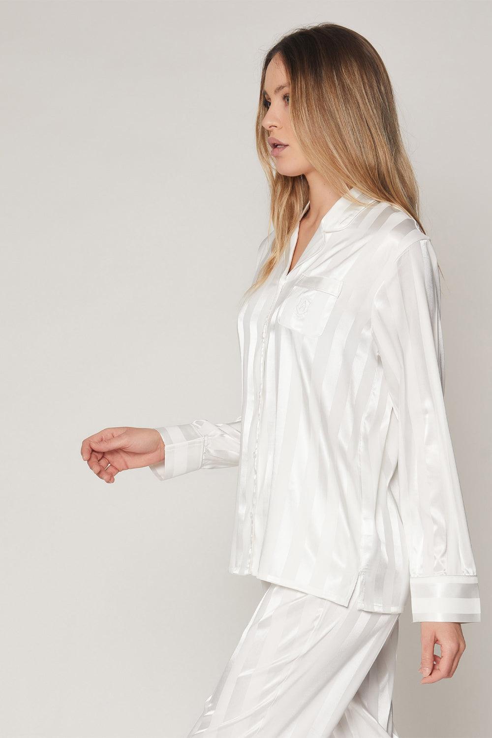 Admas Pigiama da Donna in Raso effetto Seta Aperto Avanti 55838 S32 - Passarelli Biancheria