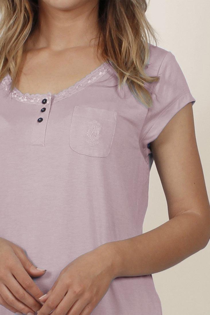 Admas Pigiama da Donna Pantalone Lungo e Maglia a Maniche Corte 54160 S27 - Passarelli Biancheria