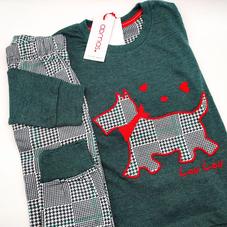 Admas Pigiama Bambina caldo cotone scozzese pied de poule 54275 S22 - Passarelli Biancheria