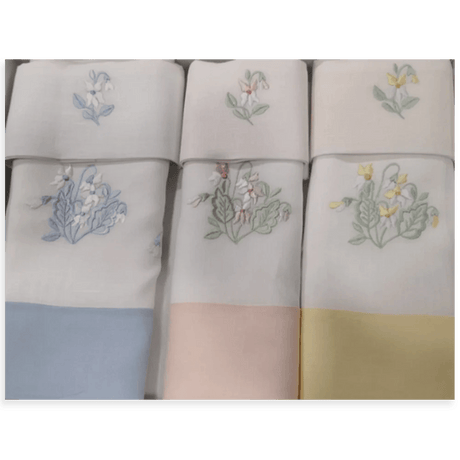Broderie Confezione 3+3 Asciugamani Puro Lino Mammole S120 - Passarelli Biancheria