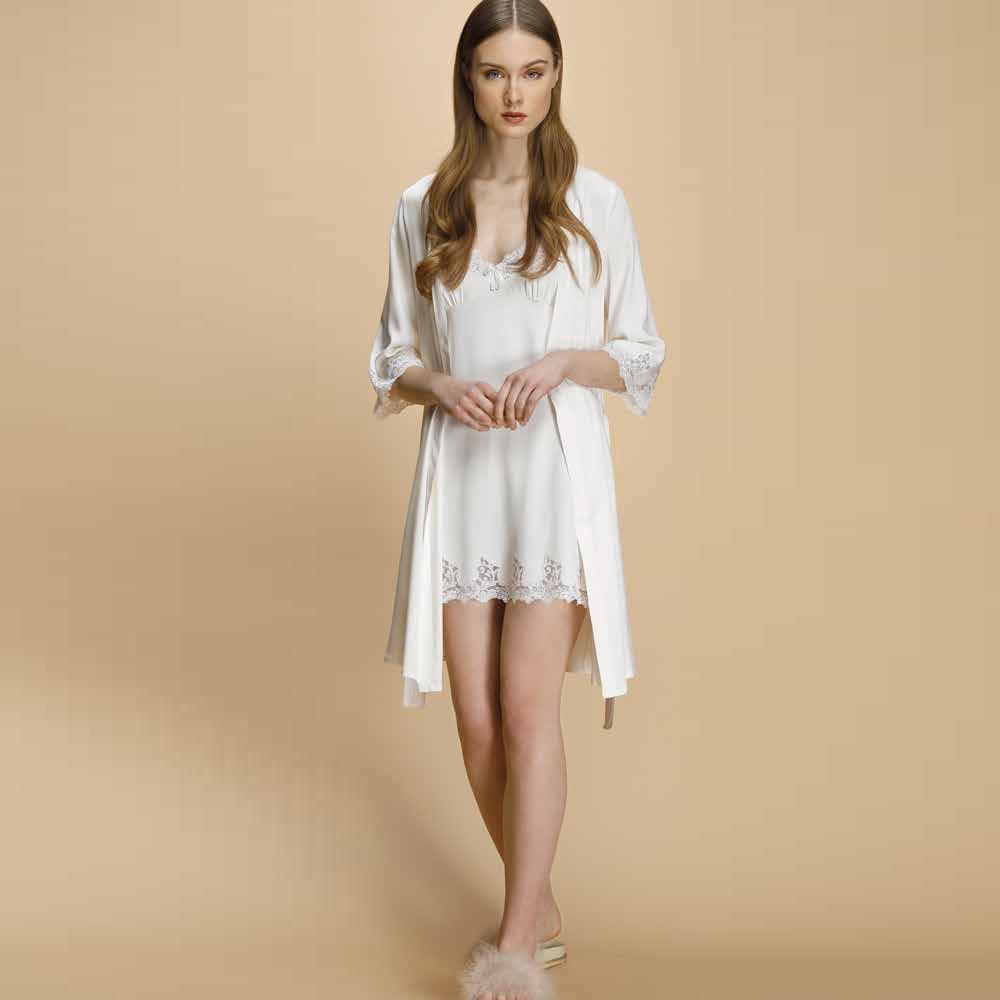 Liu Jo Coordinato Sposa Camicia e Vestaglia Modello Corto Sposa Lucente S200 - Passarelli Biancheria