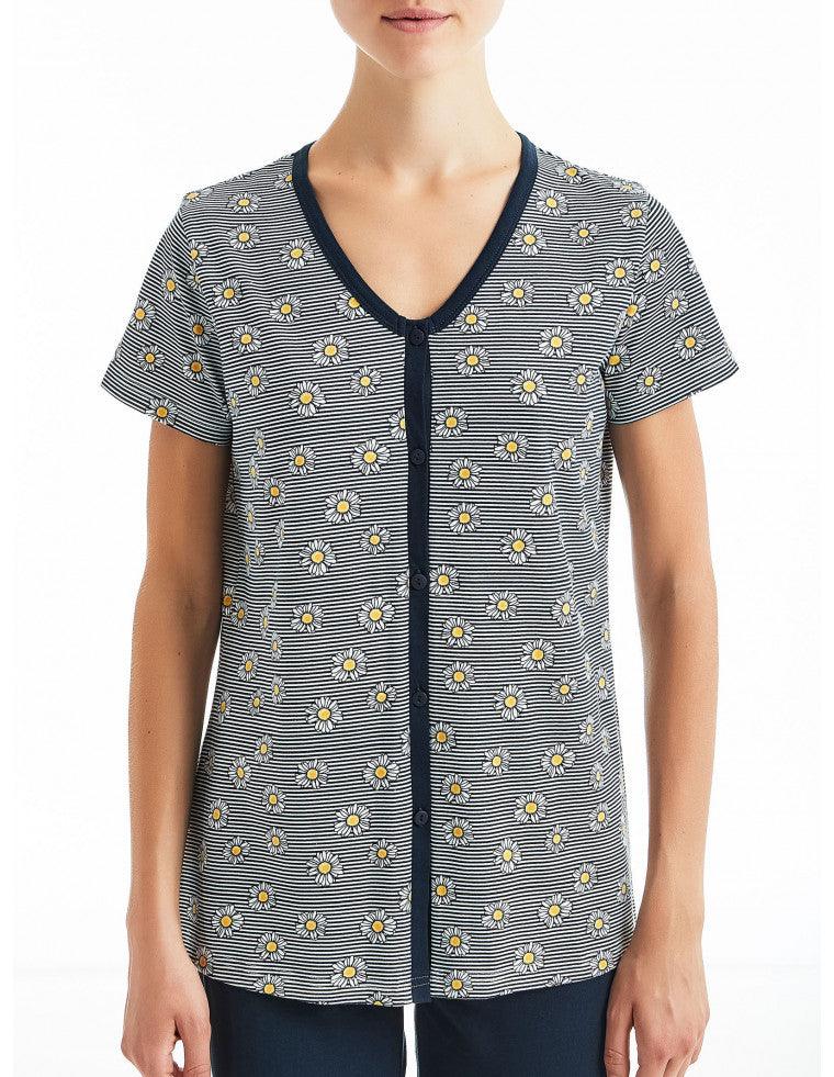 Ragno Pigiama da Donna Cotone Leggero Maniche Corte Aperto Avanti D888NU S32 - Passarelli Biancheria