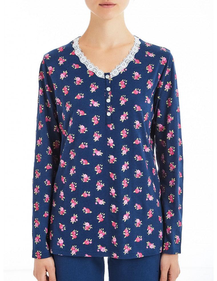 Ragno Pigiama da Donna Cotone Leggero Maniche Lunghe D892N1 S32 - Passarelli Biancheria