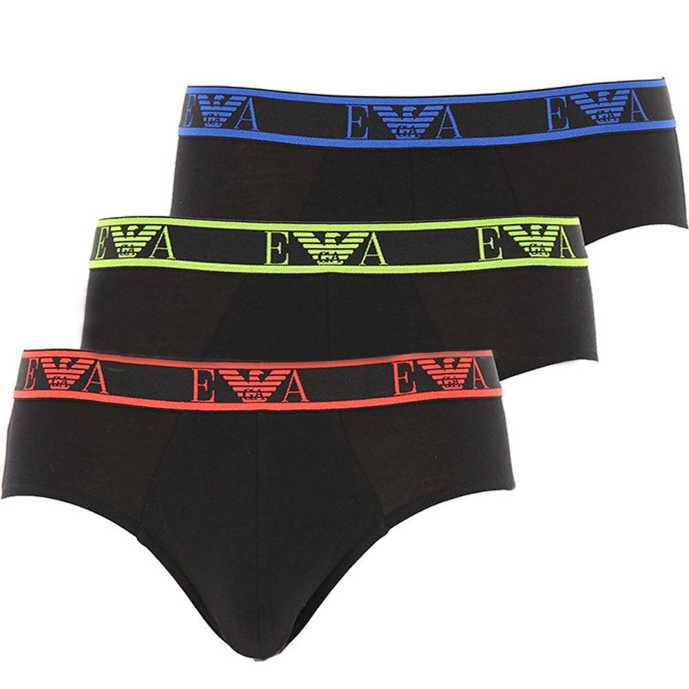 Emporio Armani Slip Uomo Set 3 Slip Elastico Logo Nero Fluo 21320 S37 - Passarelli Biancheria