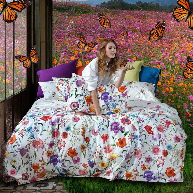 Tessitura Toscana Telerie Parure Copripiumino Matrimoniale Bloom D144 - Passarelli Biancheria