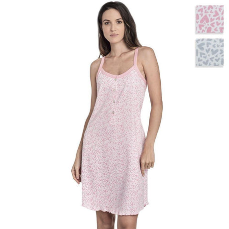 Lingery Camicia da Notte per Donna a Spallina Stretta in Puro Cotone Jersey 9581 S22 - Passarelli Biancheria