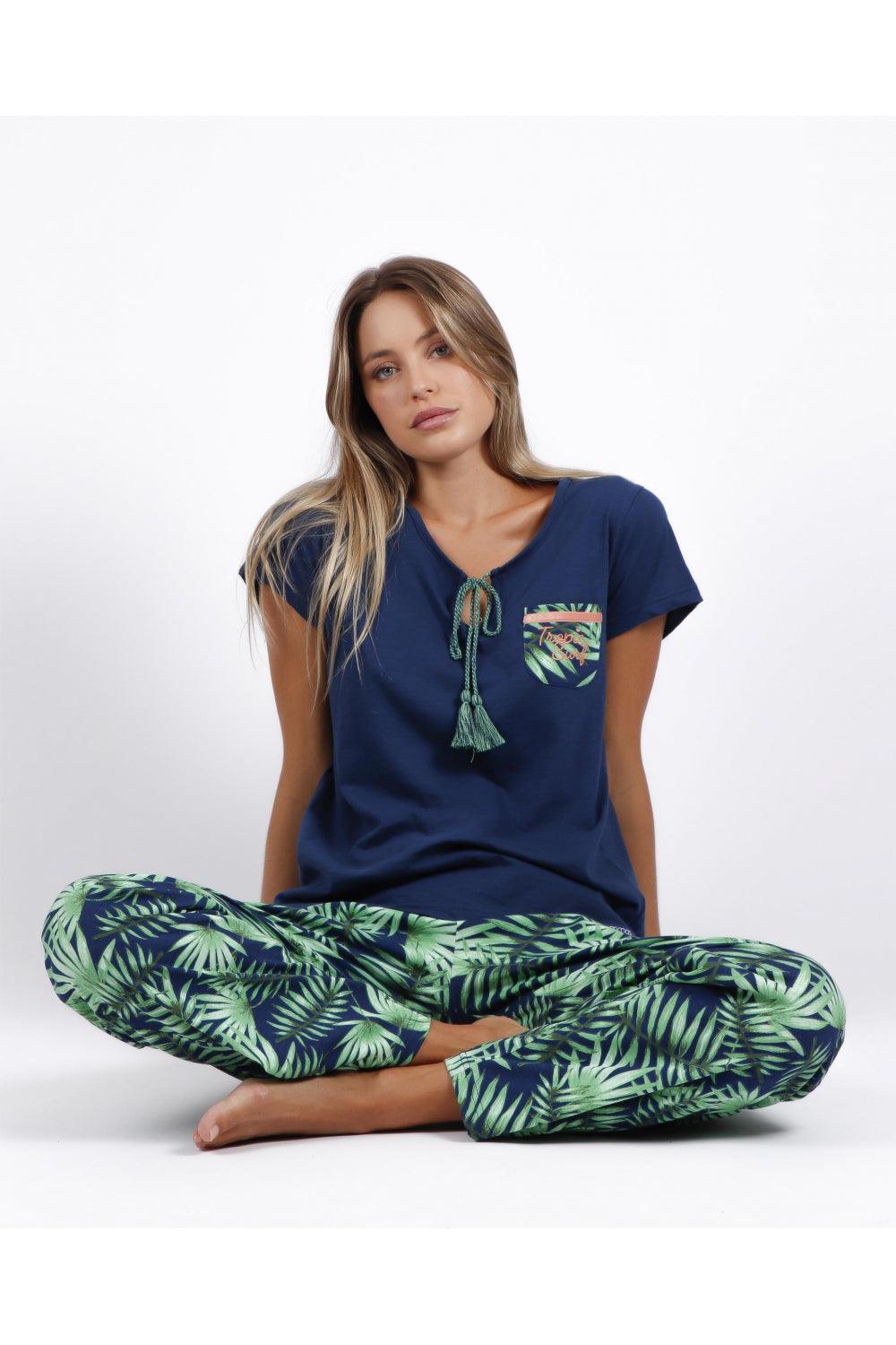 Admas Pigiama Estivo da Donna Maniche Corte e Pantalone Lungo 55918 S25 - Passarelli Biancheria