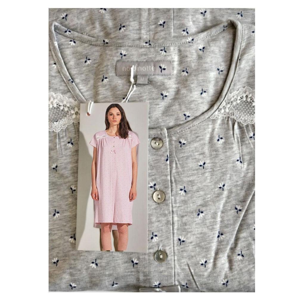 Noi di Notte Camicia da Notte Aperta Avanti Maniche Corte Cotone Jersey Leggero LA2131 S22 - Passarelli Biancheria