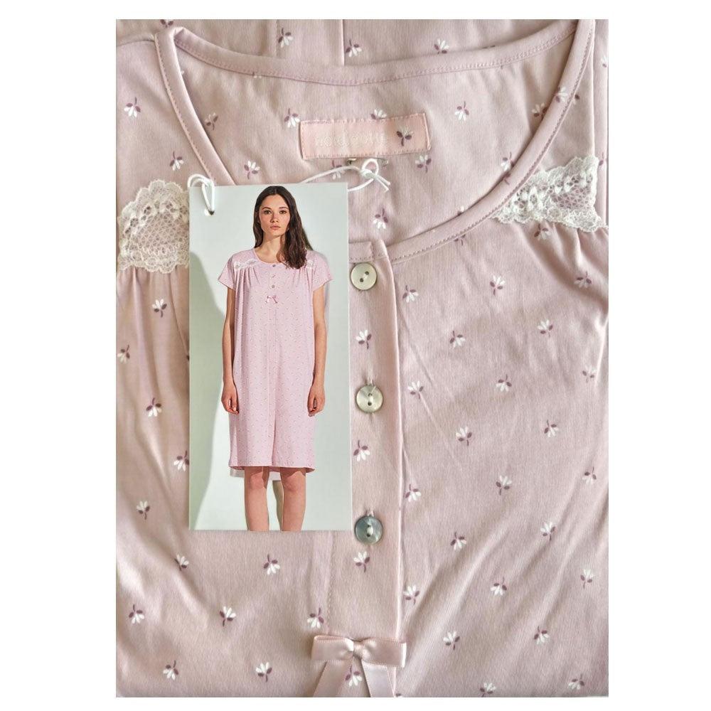 Noi di Notte Camicia da Notte Aperta Avanti Maniche Corte Cotone Jersey Leggero LA2131 S22 - Passarelli Biancheria