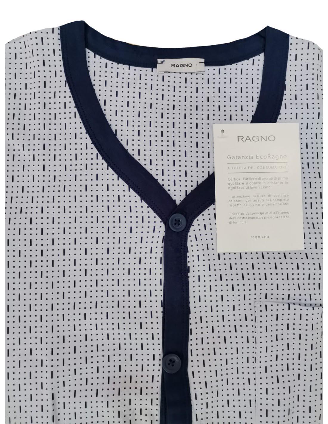 Ragno Pigiama da Uomo Cotone Leggero Maniche Lunghe Aperto Avanti U317N6 S32 - Passarelli Biancheria