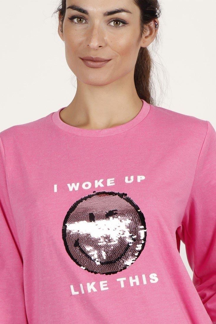 Smiley Pigiama da Donna Invernale in caldo Cotone 54741 S33 - Passarelli Biancheria