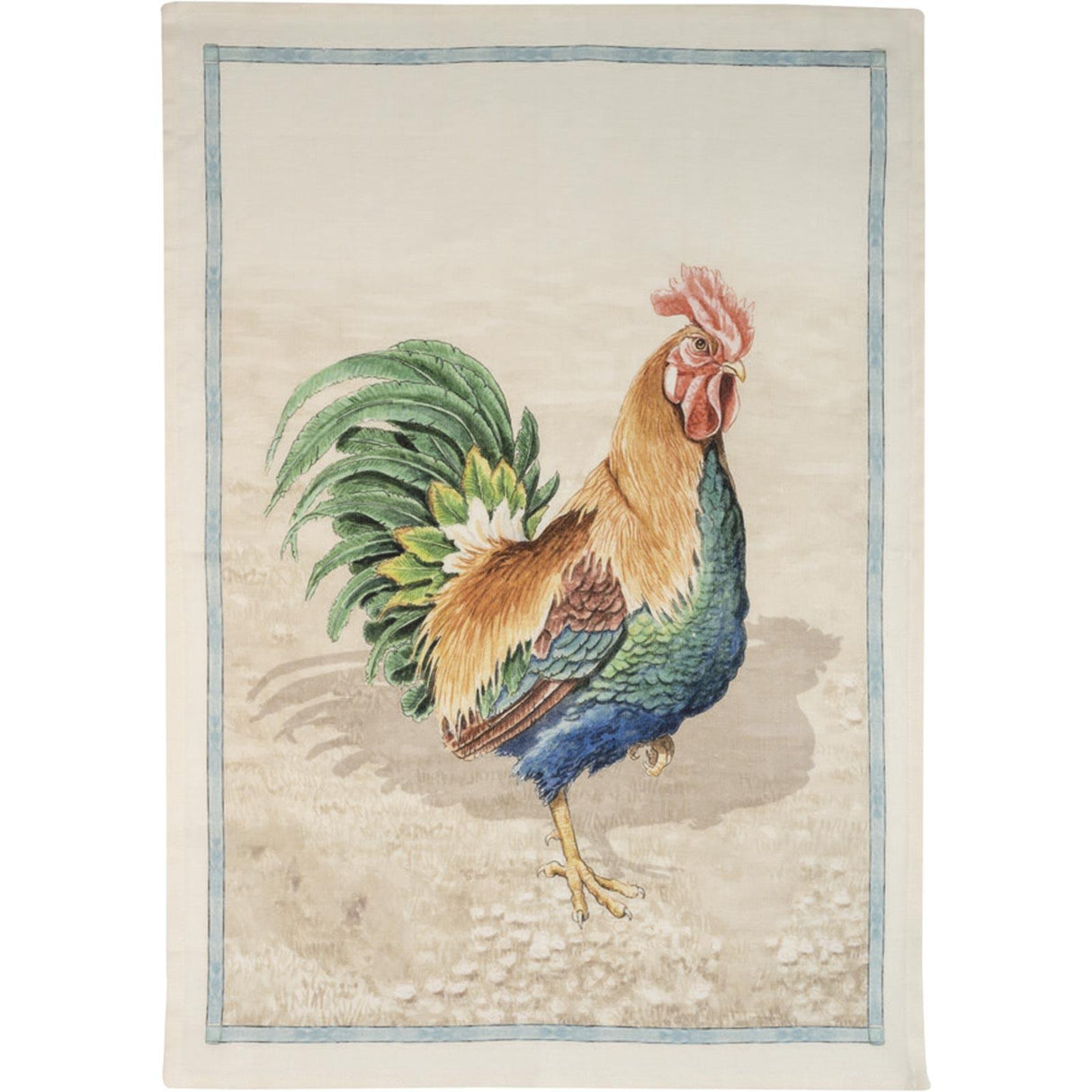 Tessitura Toscana Telerie Canovaccio Strofinaccio in lino stampa Rooster Marrone D12 - Passarelli Biancheria