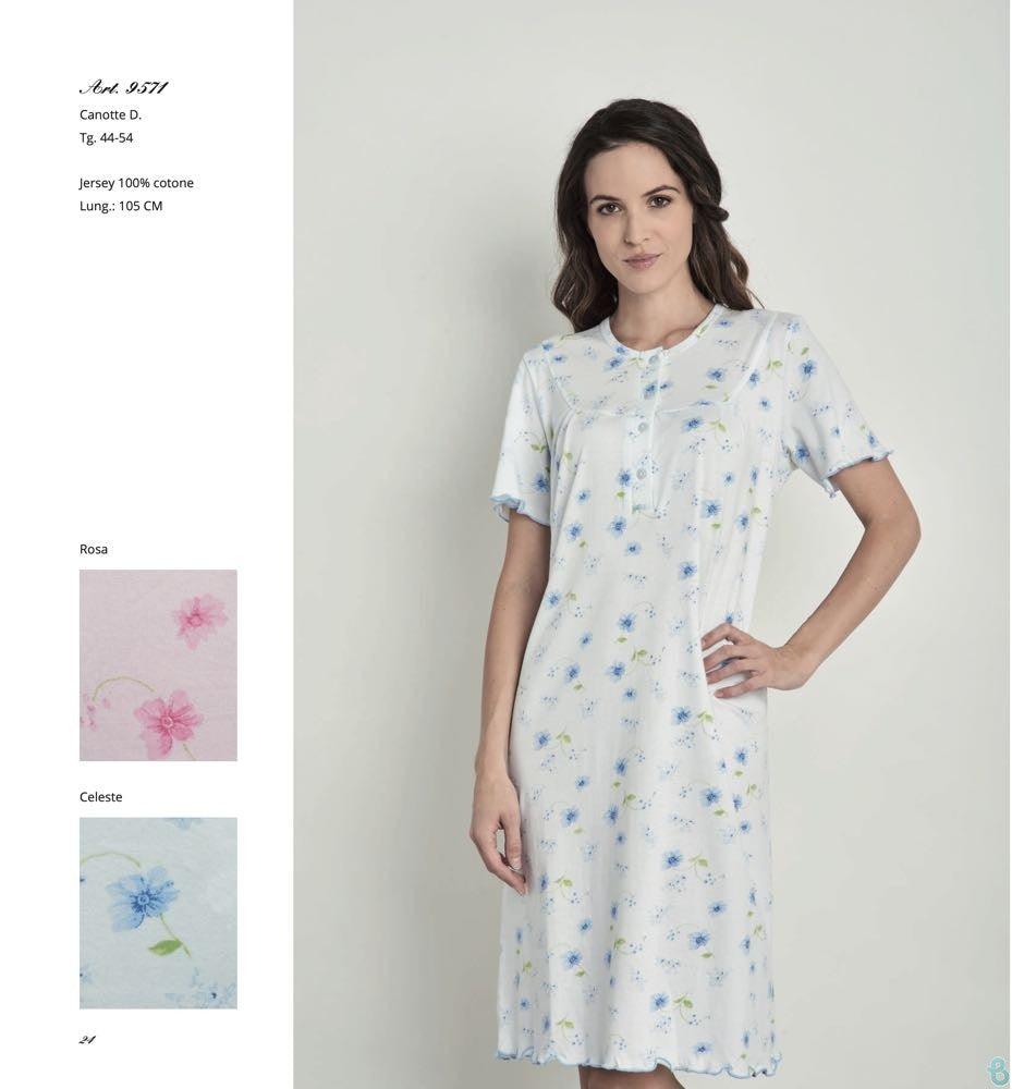 Lingery Camicia da Notte Maniche Corte in Jersey di Puro Cotone 9571 S25 - Passarelli Biancheria