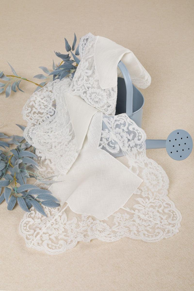 Battaglia Set Asciugamani in Puro Lino e Pizzo Rebrodè Aurora - Passarelli Biancheria