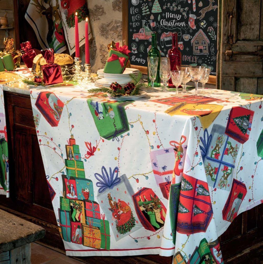 Tessitura Toscana Telerie Tovaglia Natalizia Sweetfox - Varie Dimensioni - Passarelli Biancheria