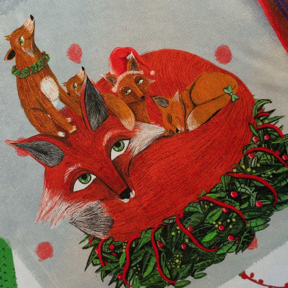 Tessitura Toscana Telerie Tovaglia Natalizia Sweetfox - Varie Dimensioni - Passarelli Biancheria