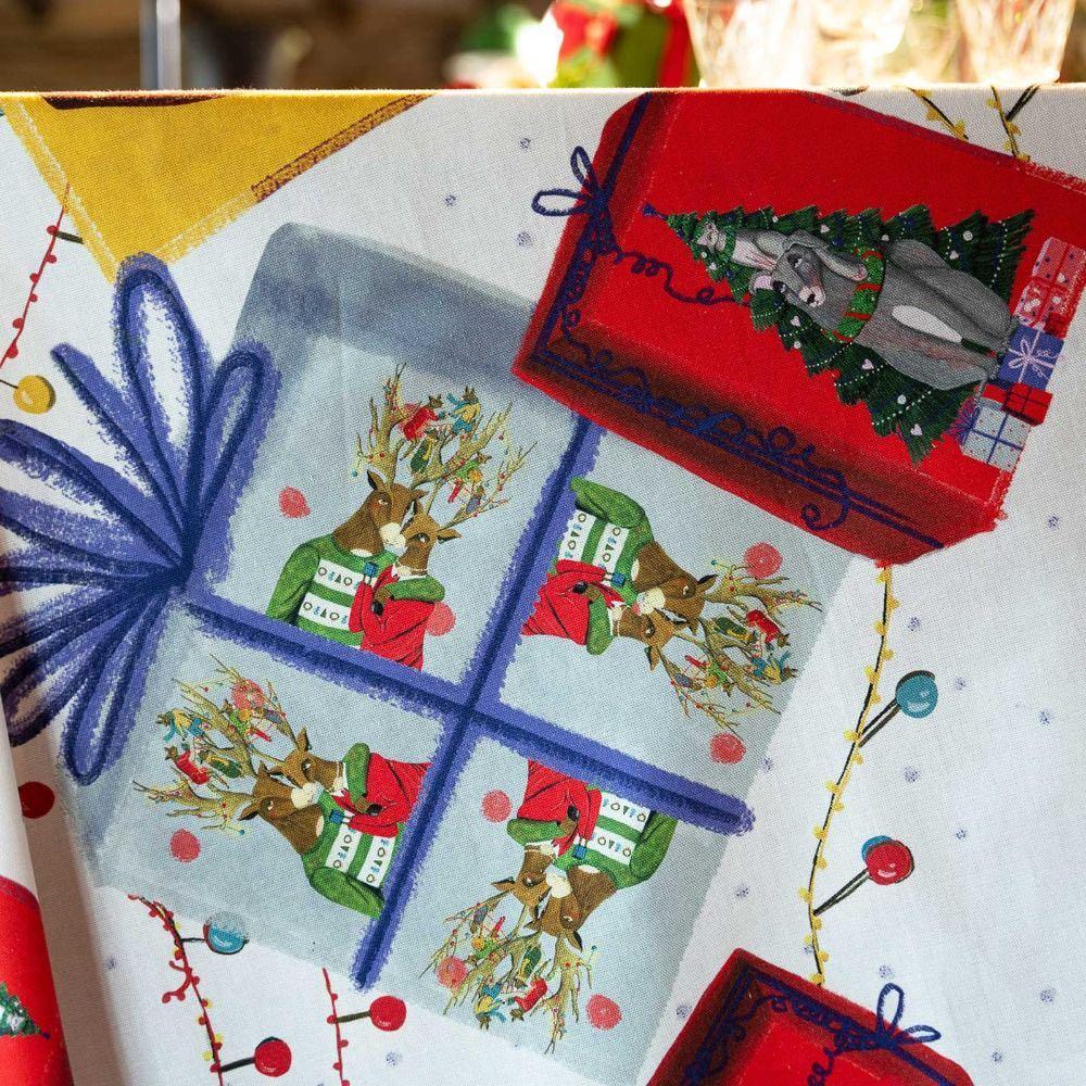 Tessitura Toscana Telerie Tovaglia Natalizia Sweetfox - Varie Dimensioni - Passarelli Biancheria