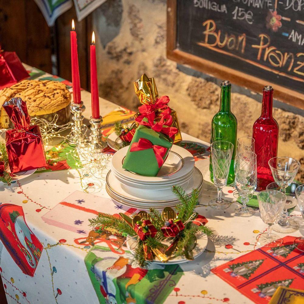 Tessitura Toscana Telerie Tovaglia Natalizia Sweetfox - Varie Dimensioni - Passarelli Biancheria