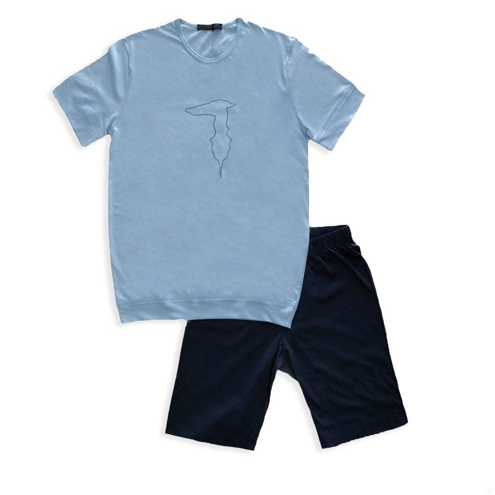 Trussardi Pigiama da Uomo Estivo Maniche Corte con Pantalone Corto NT6674 S38 - Passarelli Biancheria