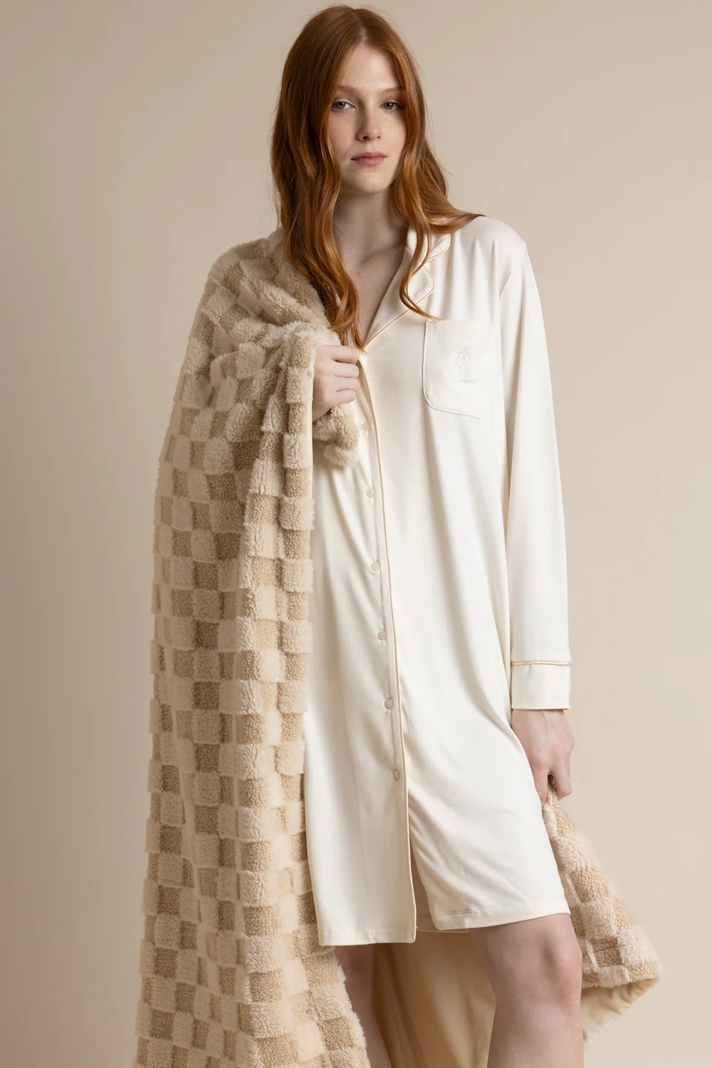 Admas Camicia da notte invernale Donna in Caldo cotone aperta 61440 2510S22