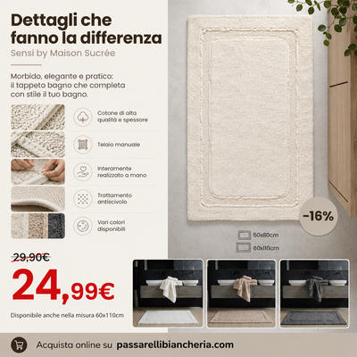 Maison Sucrée Tappeto Bagno 2000grs con Antiscivolo Sensi - Varie Dimensioni