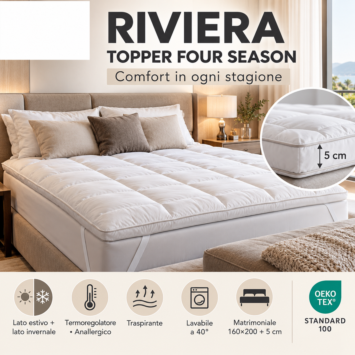 Riviera Topper Trapuntato Matrimoniale 4 Stagioni Four Season LH0028