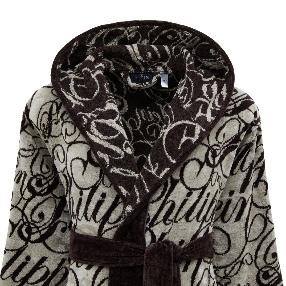 Philipp Plein Accappatoio con Cappuccio Script Moderno in Spugna