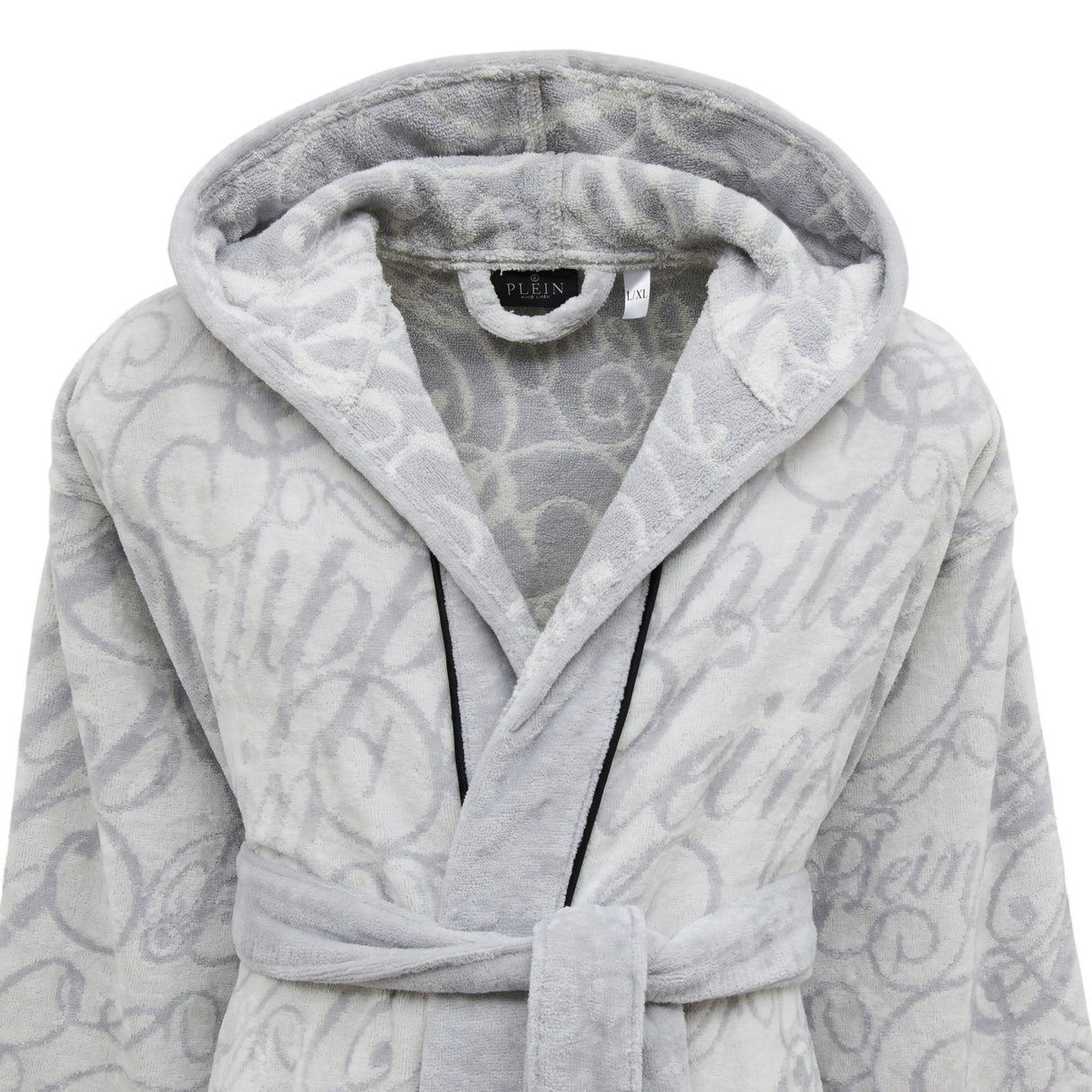 Philipp Plein Accappatoio con Cappuccio Script Moderno in Spugna