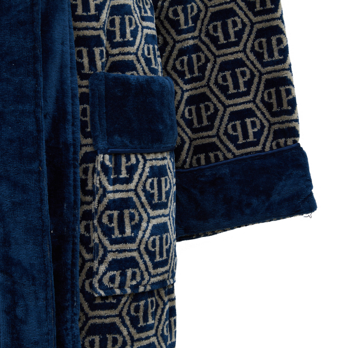 Philipp Plein Accappatoio con Cappuccio Pattern Moderno in Spugna