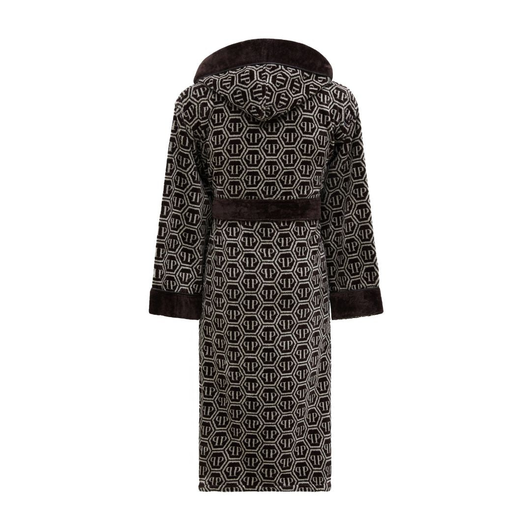 Philipp Plein Accappatoio con Cappuccio Pattern Moderno in Spugna