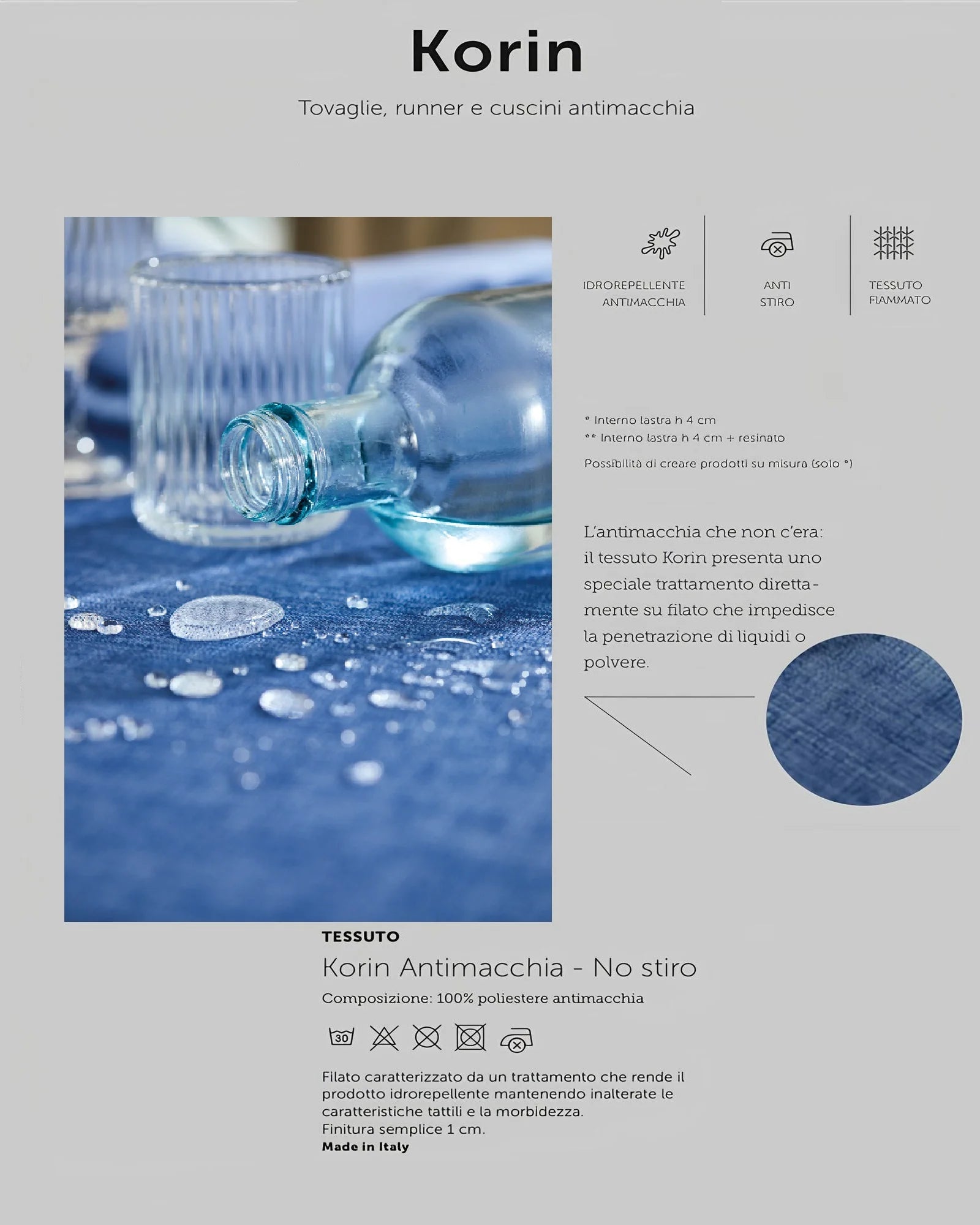 Maison Sucrée Tovaglia Antimacchia Tinta Unita Korin - Varie Dimensioni