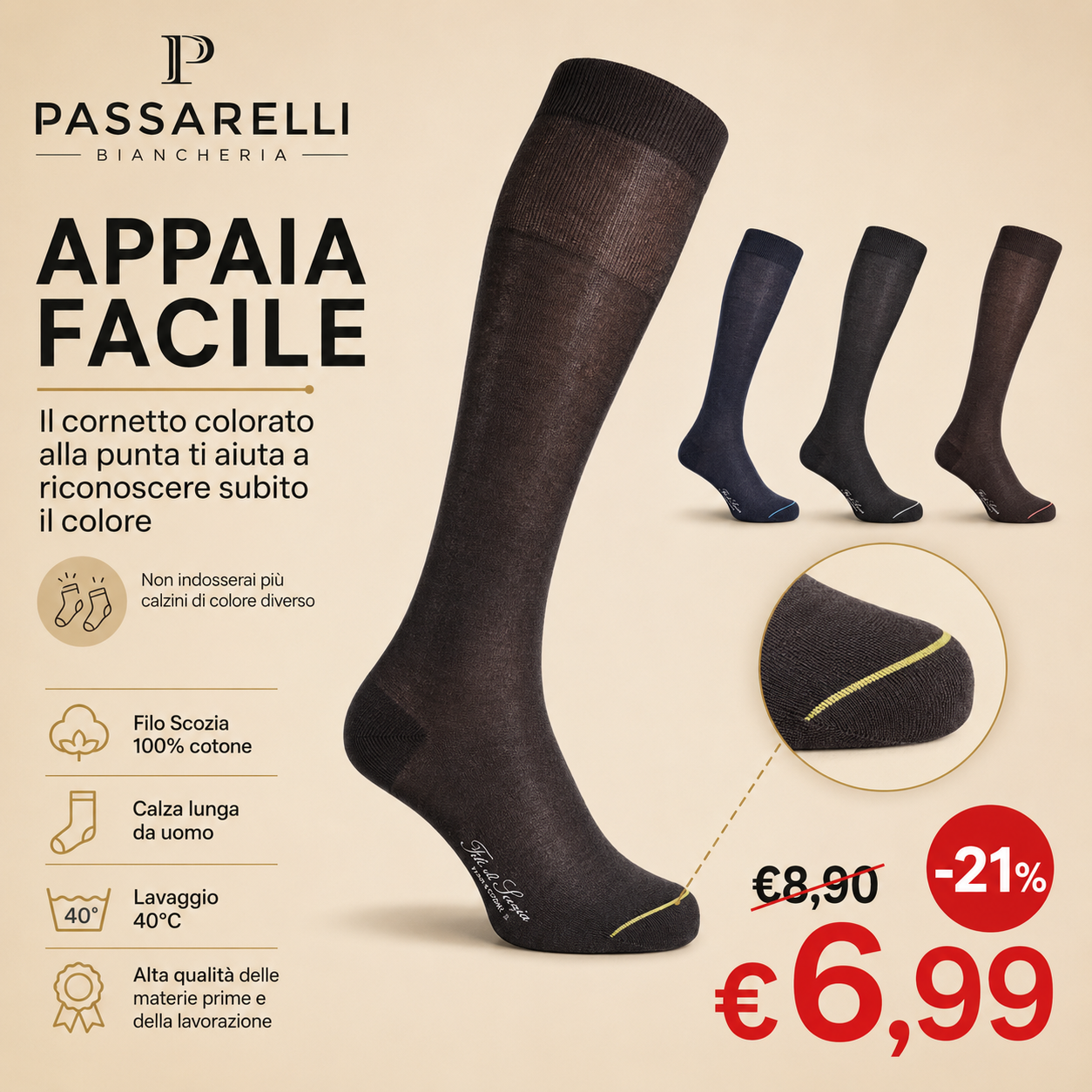 Lange Socken für Männer in Schottland Thread mit Easy Appearance System LS005-DM092 S40
