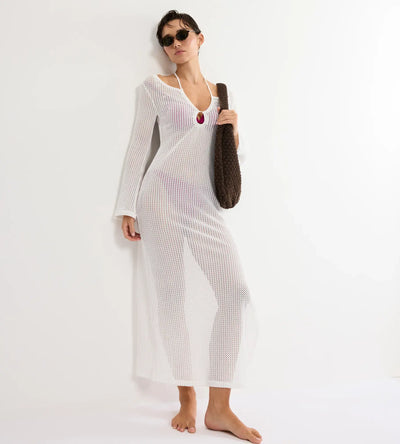 Triumph Vestito da spiaggia Beach MyWear Crochet 10226469 Bianco Relaxed Fit