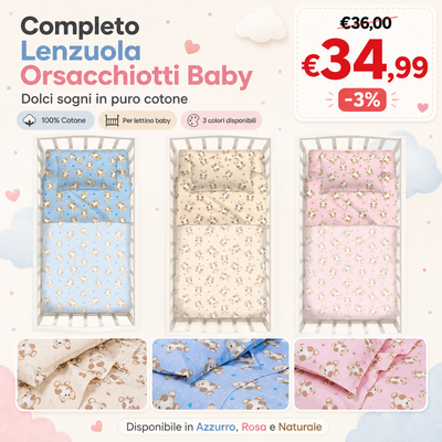 Caleffi Kids Completo Lenzuola In Cotone Orsacchiotti Baby 2505S30