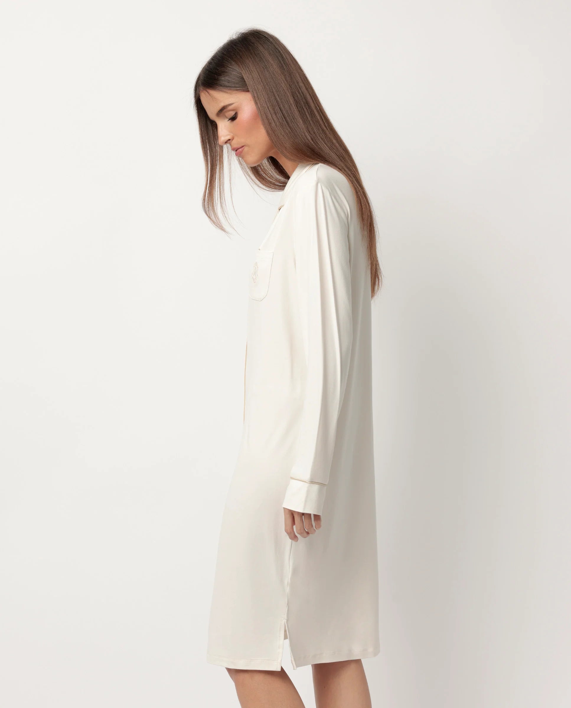 Admas Camicia da notte invernale Donna in Caldo cotone aperta 61440 2510S22