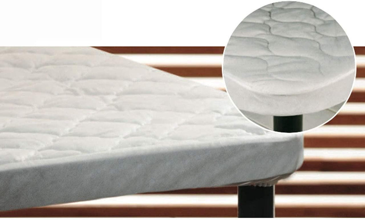 White Quilted Bed Base Cover with Square and Half Corner Band D11