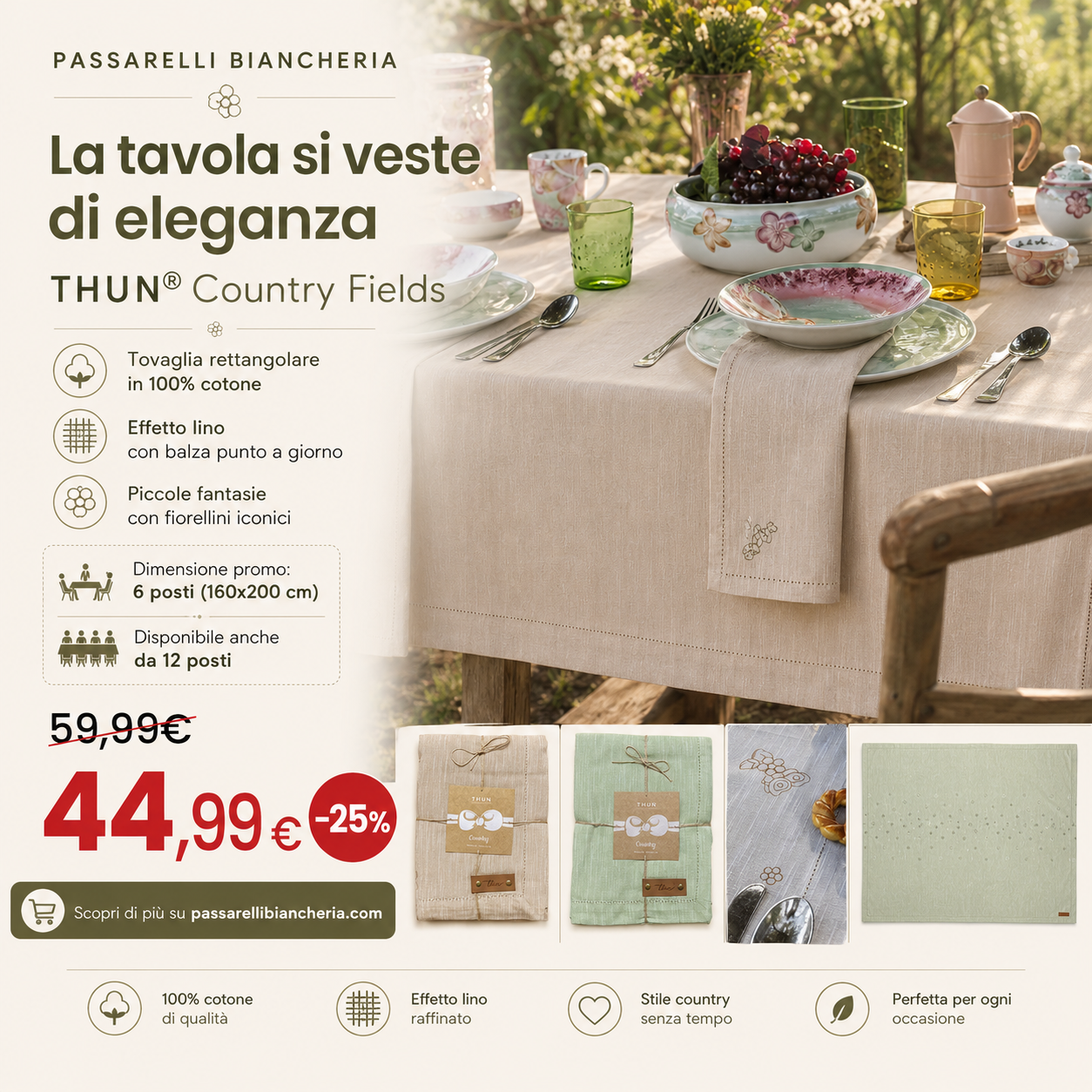 THUN® Tovaglia Country Fields - Dimensioni Varie