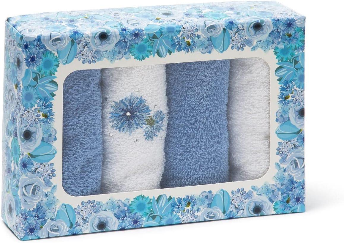 Caleffi Confezione 4 Lavette in Spugna con Ricamo D70 - Passarelli Biancheria