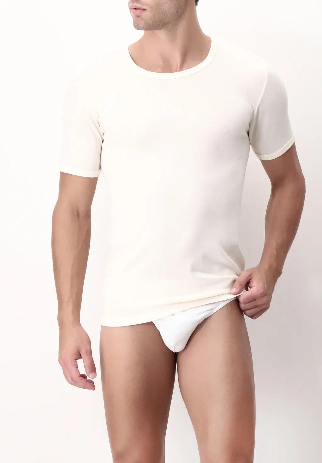 Perofil Maglia Intima da Uomo Girocollo Maniche Corte Lana/Seta/Cotone S44 - Passarelli Biancheria