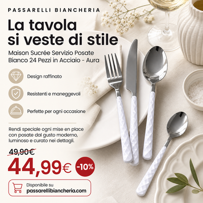 Maison Sucrée Servizio Posate Bianco 24 Pezzi in Acciaio - Aura