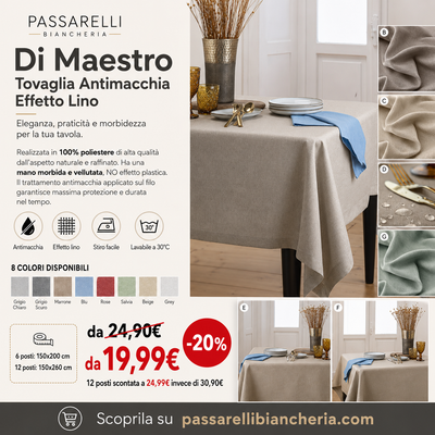 Di Maestro Tovaglia Antimacchia Effetto Lino - Varie Dimensioni