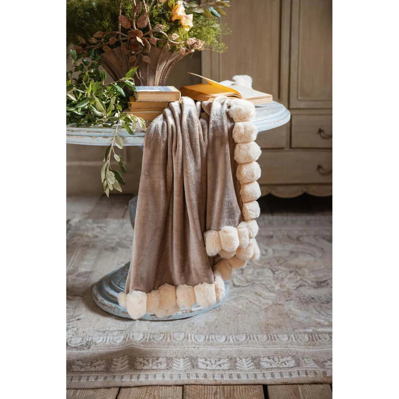 Blanc Mariclò Plaid con Pom Poms 140×170cm 2510S36