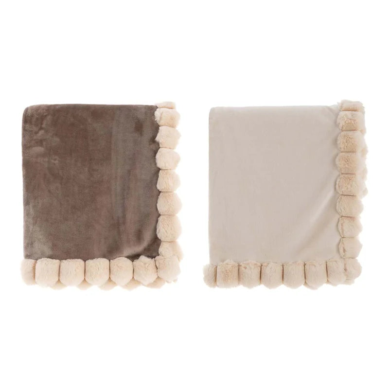 Blanc Mariclò Plaid con Pom Poms 140×170cm 2510S36
