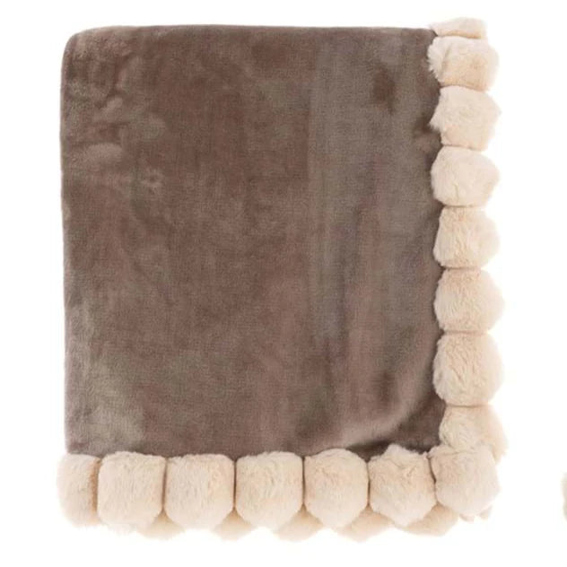 Blanc Mariclò Plaid con Pom Poms 140×170cm 2510S36